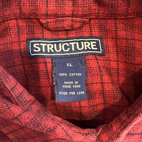 Men's Structure Red/Black Flannel Long Sleeve, Size XL - Picture 6 of 8
